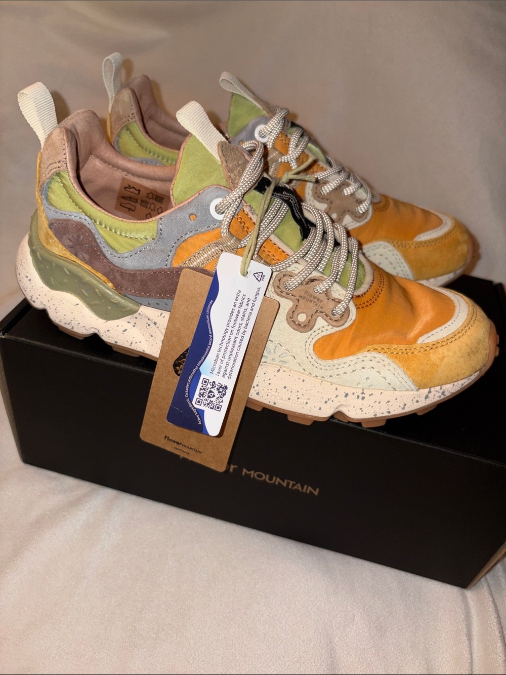 NWT Flower Mountain YAMANO 3 UNI Suede and technical fabric sneakers - Ocher - Picture 10 of 16